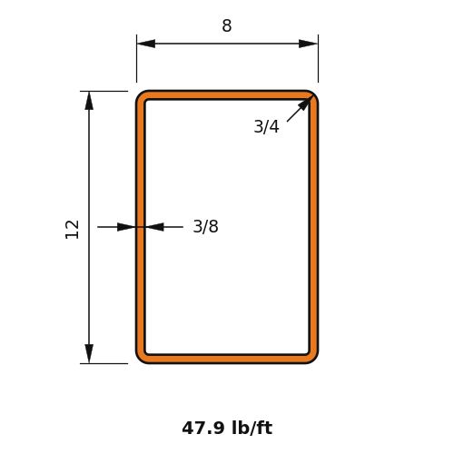 HSS12x8x.375