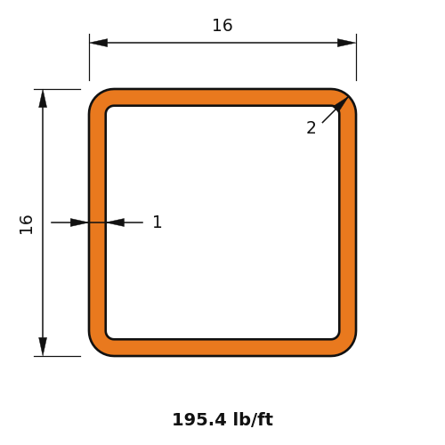 HSS16x16x1