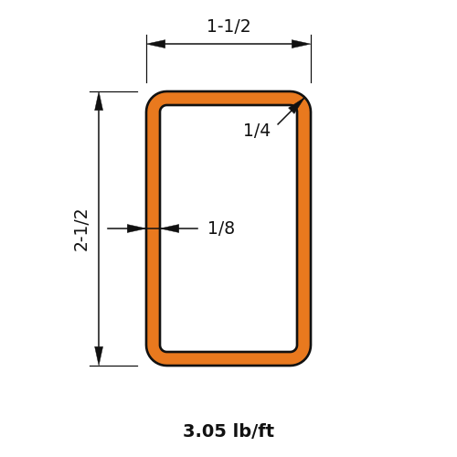 HSS2.5x1.5x.125