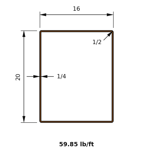 HSS20x16x.25
