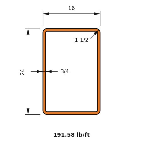 HSS24x16x.75